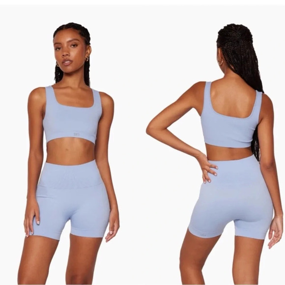 SET Active Baby Blue Biker Athletic Sculpt Shorts XL - Picture 1 of 4
